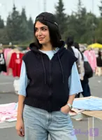 وست کلاهدار بافت دخترانه