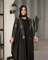 عبا سنگدوزی شده مدل گل نقره ای