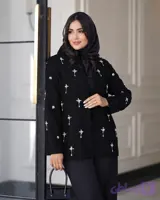 کت مجلسی سنگدوزی شده مدل صلیبی نقره ای