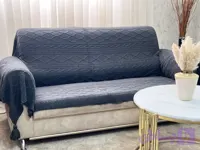 شال مبل دیانا نخ اکریلیک | شال مبل منگوله‌دار شیک در دو سایز