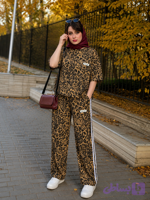 ست تیشرت و شلوار زنانه پلنگی