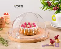 ظرف سرو کیک لیمون پایه چوبی
