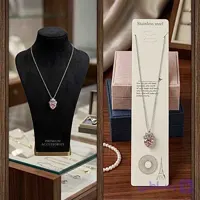 گردنبند استیل دخترانه نگین صورتی کد (5784)