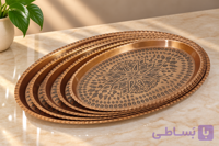 ست سینی مسی بیضی ۵ پارچه