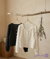 شومیز کراپ دکمه مرواریدی زنانه