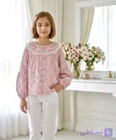 شومیز دخترانه موسلین گل گلی یاسمین