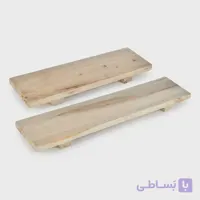تخته سرو چوبی پایه‌دار مستطیل بسته دو عددی ساخت ایران، مناسب سرو انواع نوشیدنی و خوراکی، شست‌وشو با دست