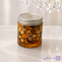 عسل طبیعی پنج مغز ۳۰۰ گرمی | بسته بندی شیشه‌ای