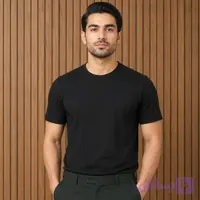 تیشرت مردانه ساده مشکی پنبه ای بیسیک