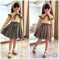ست بلوز دامن دخترانه عیدانه 2 تا 13 سال | پارچه پنبه و مخمل آنجل | دوخت مزونی