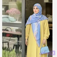 روسری نخی کاستوم طرح دلناز سایز 140 آبی چرخ دوز