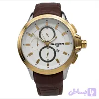 ساعت مچی مردانه بلیزر بند چرمی با قاب استیل طلایی و تقویم دار (کد NM2SU)