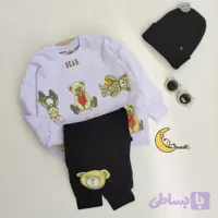 ست بلوز و شلوار دورس طرح تدی و خرگوش بچگانه مناسب 4 تا 12 سال (کد XHV48)