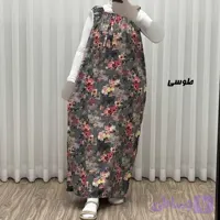 پیراهن ساحلی زنانه نخی آستین حلقه طرح گل یخی فری سایز مناسب تا 52