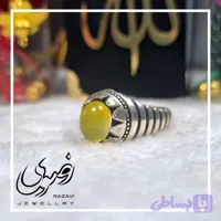انگشتر نقره مردانه طرح شیر و خورشید با نگین شرف الشمس (کد 4N02K)