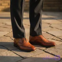 کفش مردانه چرم مصنوعی مدل آریا رنگ قهوه ای (کد 2E3HS)