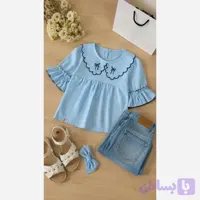 شومیز دخترانه لینن پنبه اسلپ سایز بزرگ 60 و 65