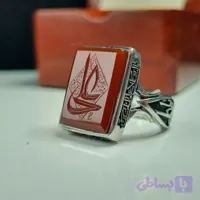 انگشتر نقره مردانه دستساز عقیق سرخ با حکاکی چهار سلام حسین عیار 925 (کد TY5D8)