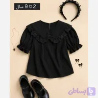 شومیز دخترانه یقه گیپور مشکی مناسب 2 تا 9 سال
