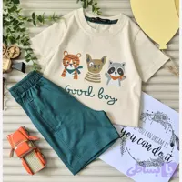 ست تیشرت و شلوارک راحتی بچگانه طرح حیوانات Good Boy نخ پنبه اعلا سایز 40 تا 50 (کد FUA0L)