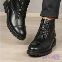 نیم بوت مردانه چرم مشکی خارجی ضد آب و دوردوخت مدل پالرمو سایز 40 تا 44 (کد 3IQ1X)