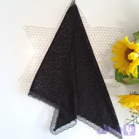 مینی اسکارف سه گوش نخی مشکی و قهوه ای طرح رز و پلنگی ابعاد مختلف زنانه و دخترانه (کد Y1BCU)