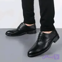 کفش مردانه رسمی اداری چرم خارجی درجه یک مشکی مدل کوروش (کد M97MS)