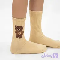 جوراب ساق بلند بچه گانه تدی نسکافه ای جنس پنبه