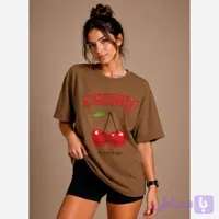تیشرت باکسی سوپر نخ پنبه طرح گیلاس کیفیت عالی فری سایز