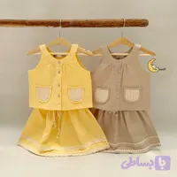 ست تاپ و دامن دخترانه کتان تابستانی سایز 1 تا 6 سال (کد F06MQ)