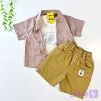 سه تکه اسپرت پسرانه پیراهن تاپ و شلوارک جین مناسب 9 ماه تا 6 سال (کد X3SFQ)