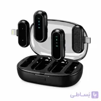 میکروفن یقه‌ای 2 تایی بی‌سیم WOLFA مدل W.M02 | با ورودی تایپ‌سی و لایتنینگ