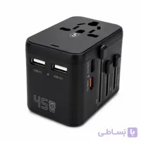 شارژر چندکاره مسافرتی WOLFA 45W مدل W.MTCO1 | پورت USB-A و USB-C