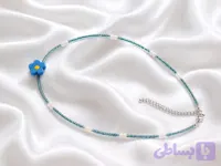 گردنبند مونجوق سنگی و پلاک گل | گردنبند گل