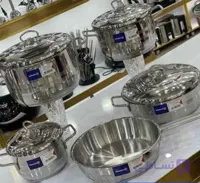 ♨️سرویس 9 پارچه کرکماز ♨️کفه چدنی_ درب پیرکس شیشه ♨️جنس استیل