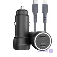 شارژر فندکی Porodo Blue Riva 60W دو پورت USB-C به همراه کابل USB-C به USB C