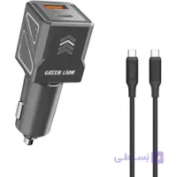 شارژر فندکی 60وات گرین لاین مدلDual Volt همراه با کابل دو سر تایپ سی