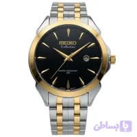 ساعت مردانه سیکو کالکشن استیل طلایی صفحه مشکی موتور کوارتز ژاپن تقویمدار