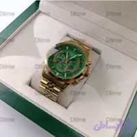 ساعت مچی مردانه سیکو طلایی صفحه سبز بند استیل تقویمدار موتور ژاپن