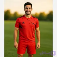 ست تیشرت و شورت ورزشی مردانه نخ فلامنت سوزنی ضد تعریق درجه یک - کفش سپید