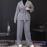 کت شلوار اداری و دانشجویی زنانه مدل نسیم جنس دیپلمات با کمربند و شلوار