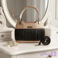 کیف زنانه مجلسی چرم مصنوعی زیپدار با بند بلند - کفش سپید