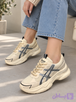 کتونی اسیکس دخترانه کرم نقره‌ای؛ سبک، راحت و شیک 👟کفش سپید