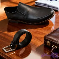 ست هدیه مردانه شامل کفش چرم لژدار و کمربند مدل نیک - کفش سپید