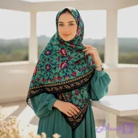 روسری سوپرنخ زنانه طرح گلزار رنگ سبز