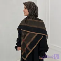 روسری سوپرنخ زنانه رنگ مشکی, طرح چفیه کرم