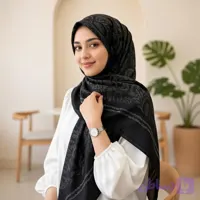 روسری سوپرنخ زنانه رنگ مشکی طرح بیشه
