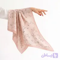روسری کرپ نخ دخترانه طرح شکوفه صورتی - حدیثا استایل
