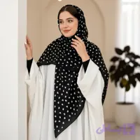 روسری سوپرنخ زنانه رنگ سبز مشکی طرح دلبر