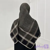 روسری سوپرنخ زنانه رنگ مشکی طرح چفیه خاکی